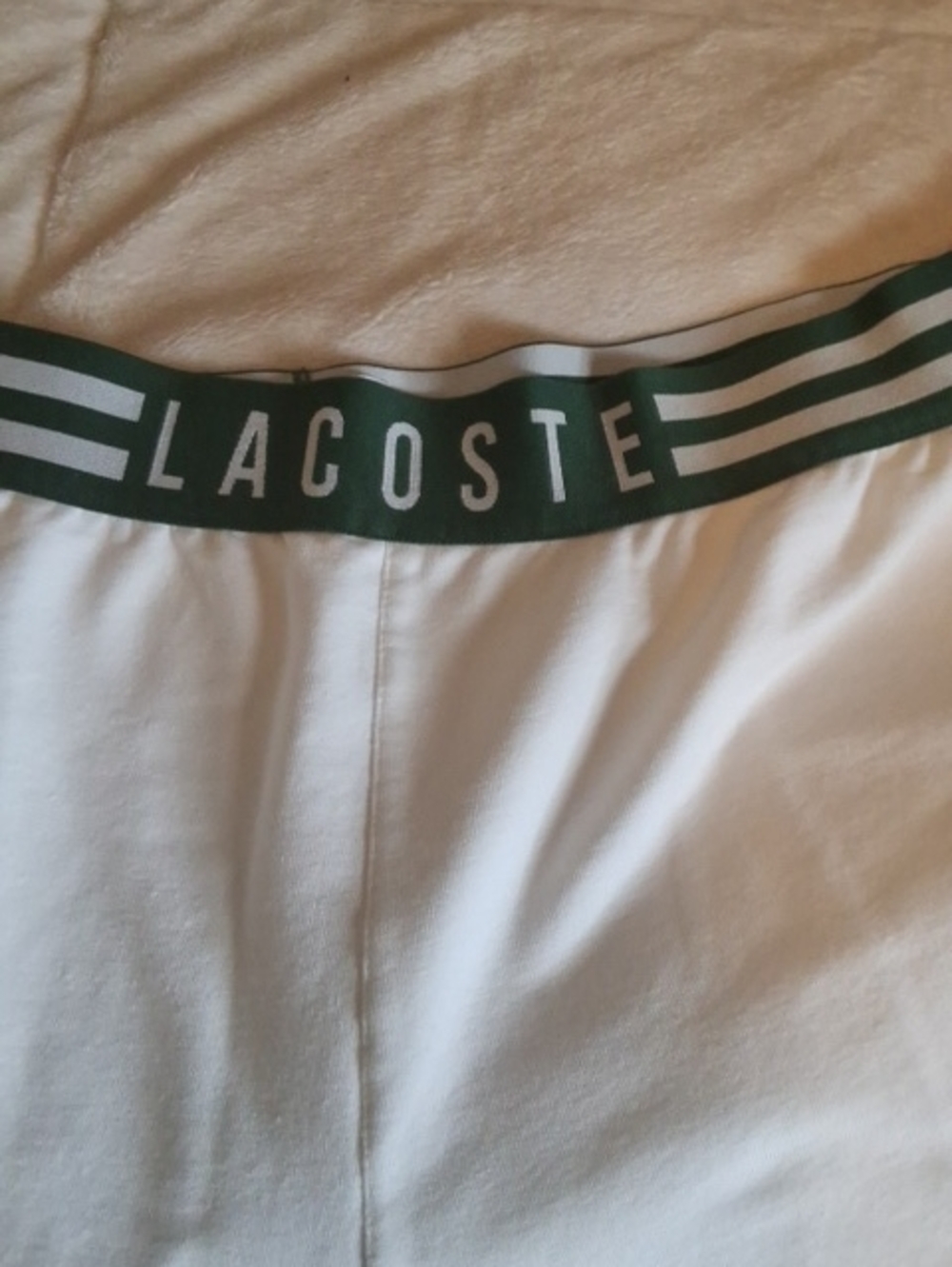 Lacoste White Briefs with Dark Green Logo Waistband